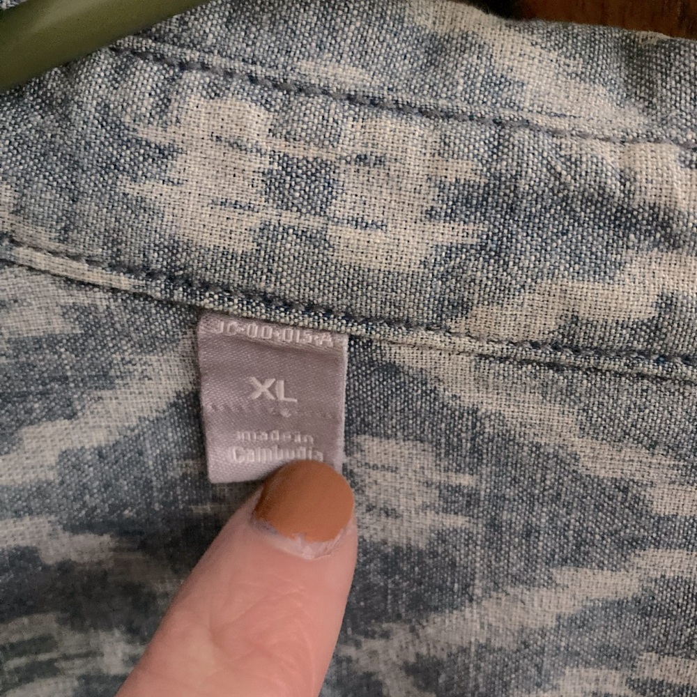 Denim Patterned Button Up - Picture 2 of 2